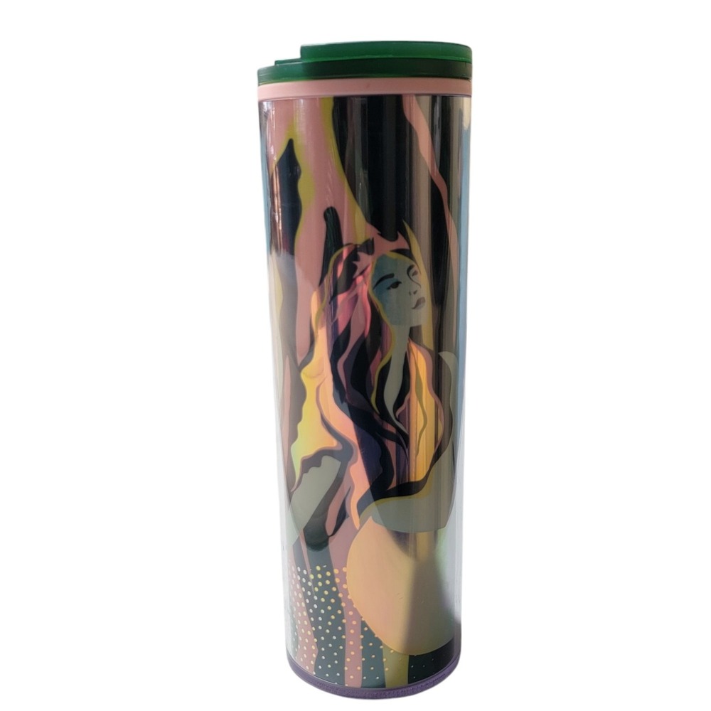 Starbucks 2024 Tumbler Siren Mermaid 16oz Cup with Lid Green Pink